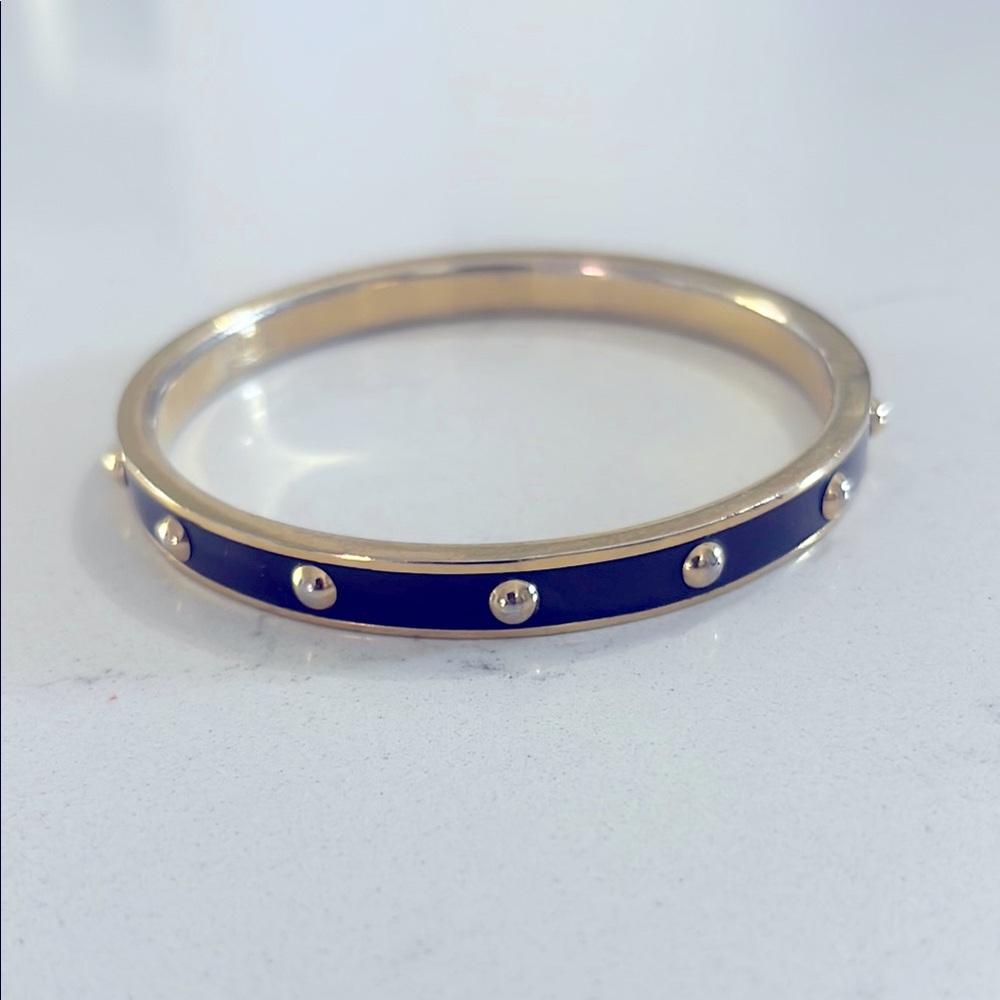 COACH 94078 Nailhead 1/4" Wide Plum Purple/Gold Bangle Bracelet - Picture 5 of 10